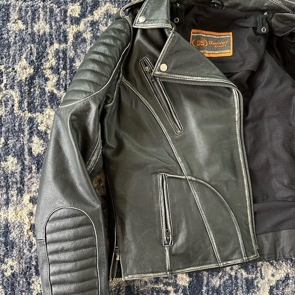 Leather motorcycle jacket brand new dusty grey-black Daniel Smart
